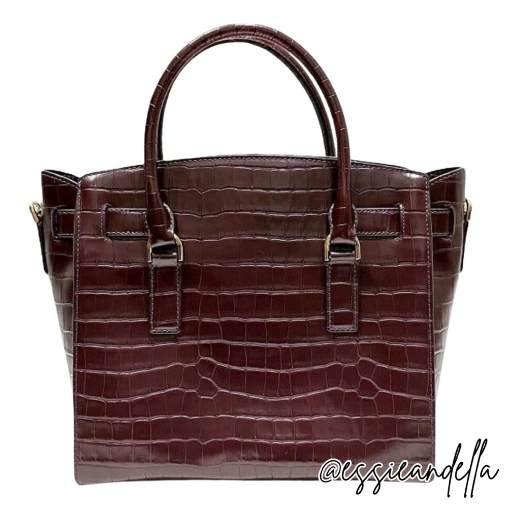 Michael Kors Merlot Colored Croc-Embossed Hamilton - Picture 2 of 14